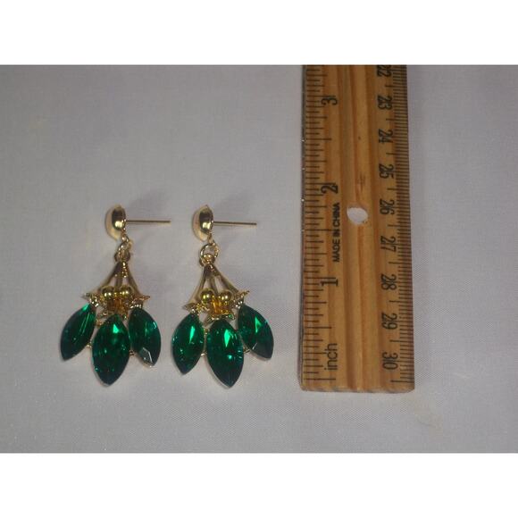 green Rhinestone Necklace Set Wedding MOB Bridal Prom Necklace Party Formal - Picture 5 of 7